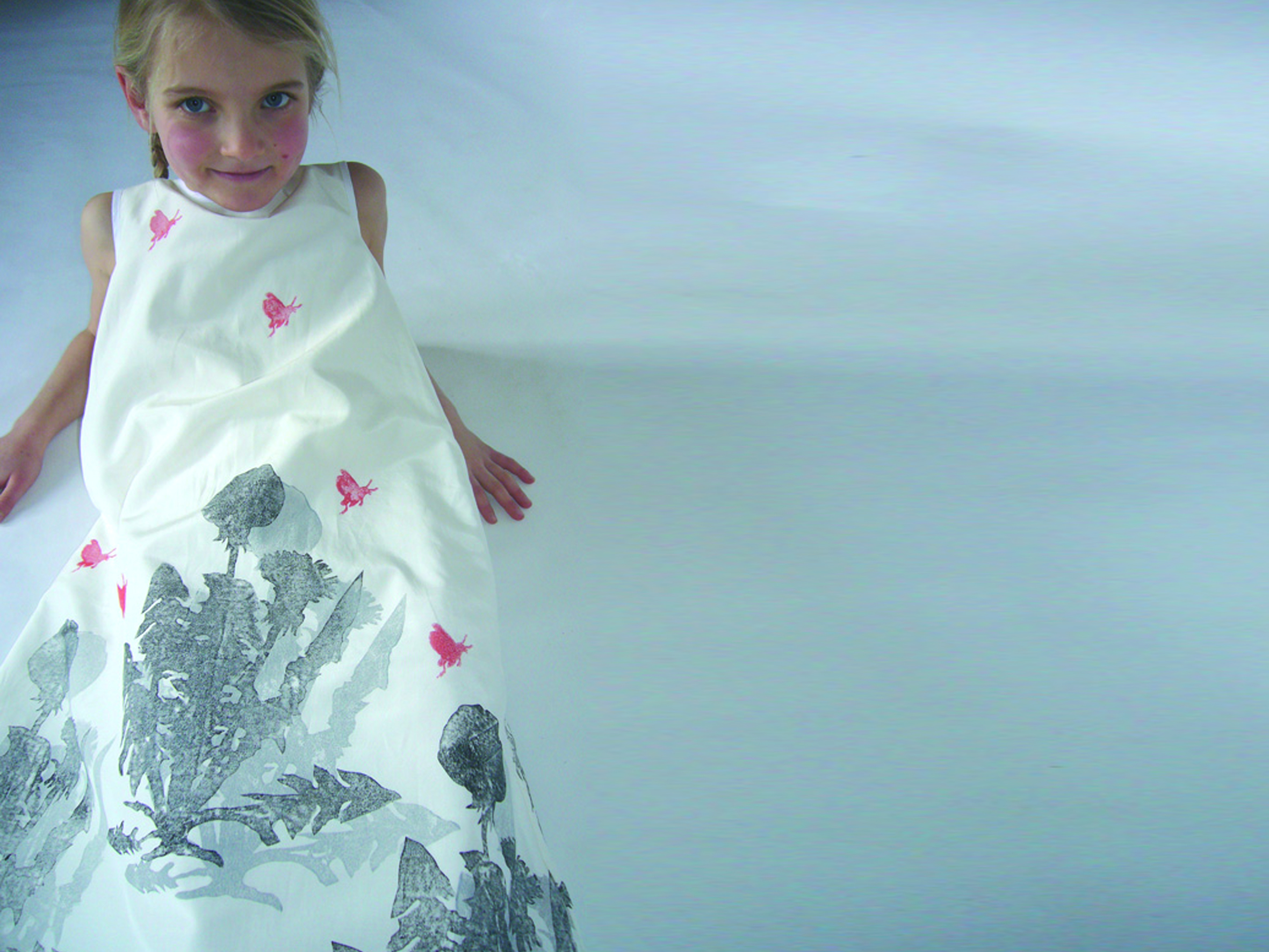 Mädchenkleid Karlinchen mit Pusteblumendruck, 100% Baumwolle, Gr.68-134